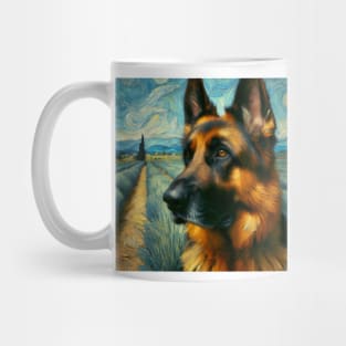 A German Shepherd’s Reveries - Alsatian in Vincent Van Gogh Style Mug